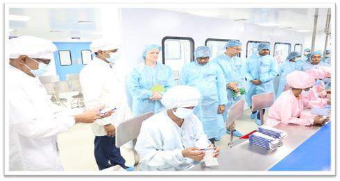 USFDA and NMRA officials inspecting the sterile cleanroom and packaging lines
